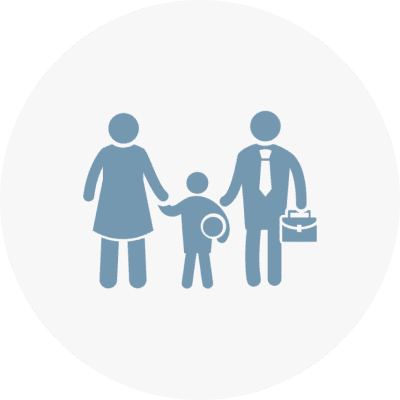 Family symbol with briefcase and ball